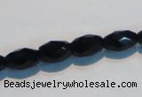 CAB791 15.5 inches 8*12mm faceted rice black agate gemstone beads