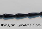 CAB798 15.5 inches 5*16mm faceted teardrop black gemstone agate beads