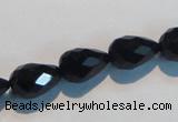 CAB799 15.5 inches 9*14mm faceted teardrop black gemstone agate beads