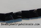 CAB801 15.5 inches 10*10mm faceted square black gemstone agate beads