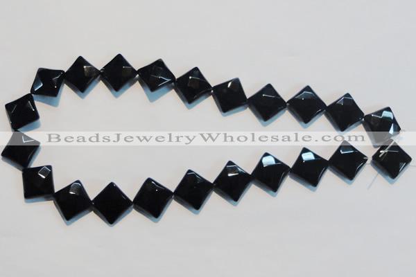 CAB804 15.5 inches 15*15mm faceted diamond black gemstone agate beads