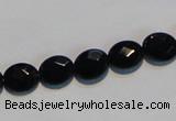 CAB806 15.5 inches 8*10mm faceted oval black gemstone agate beads