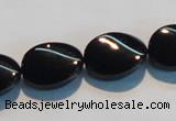 CAB814 15.5 inches 13*18mm twisted oval black agate gemstone beads