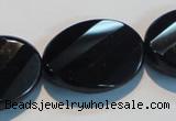 CAB816 15.5 inches 22*30mm faceted & twisted oval black agate beads