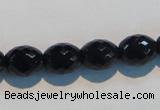 CAB817 15.5 inches 10*12mm faceted rice black agate gemstone beads