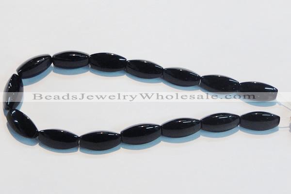 CAB822 15.5 inches 12*24mm rice black agate gemstone beads wholesale