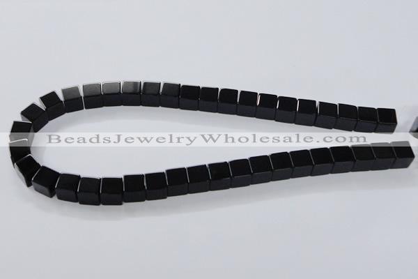 CAB835 15.5 inches 10*10mm cube black agate gemstone beads wholesale