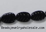 CAB851 15.5 inches 12*16mm leaf black agate gemstone beads wholesale