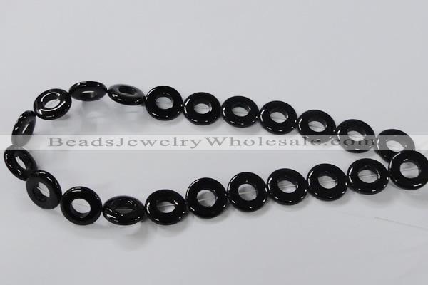 CAB854 15.5 inches 18mm donut black agate gemstone beads wholesale