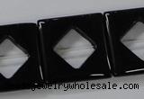 CAB865 15.5 inches 25*25mm square black agate gemstone beads wholesale