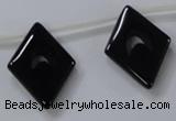 CAB870 22*40mm top-drilled rhombic black agate gemstone beads wholesale