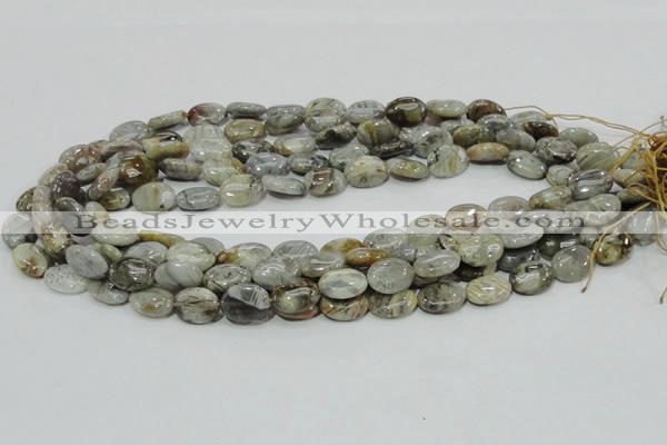 CAB89 15.5 inches 10*14mm oval silver needle agate gemstone beads