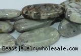 CAB91 15.5 inches 15*30mm oval silver needle agate gemstone beads