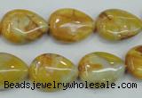 CAB940 15.5 inches 13*18mm flat teardrop yellow crazy lace agate beads