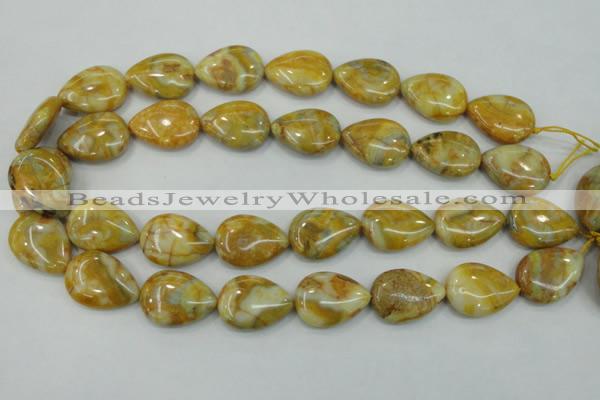 CAB941 15.5 inches 18*25mm flat teardrop yellow crazy lace agate beads