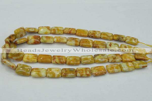 CAB943 15.5 inches 13*18mm rectangle yellow crazy lace agate beads