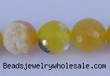 CAB967 15.5 inches 8mm faceted round fire crackle agate beads