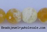 CAB968 15.5 inches 10mm faceted round fire crackle agate beads