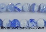 CAB973 15.5 inches 8mm faceted round fire crackle agate beads