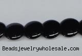 CAB982 15.5 inches 14mm flat round black agate gemstone beads wholesale