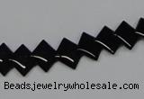 CAB983 15.5 inches 8*8mm rhombic black agate gemstone beads wholesale