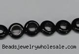 CAB995 15.5 inches 10mm donut black agate gemstone beads wholesale