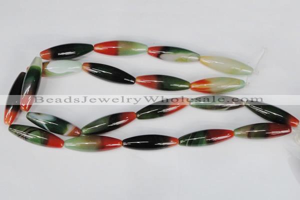 CAG1017 15.5 inches 12*40mm rice rainbow agate beads