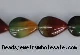 CAG1029 15.5 inches 13*18mm flat teardrop rainbow agate beads