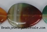 CAG1035 15.5 inches 30*40mm flat teardrop rainbow agate beads