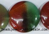 CAG1041 15.5 inches 40mm flat round rainbow agate beads