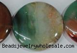 CAG1045 15.5 inches 40mm flat round rainbow agate beads