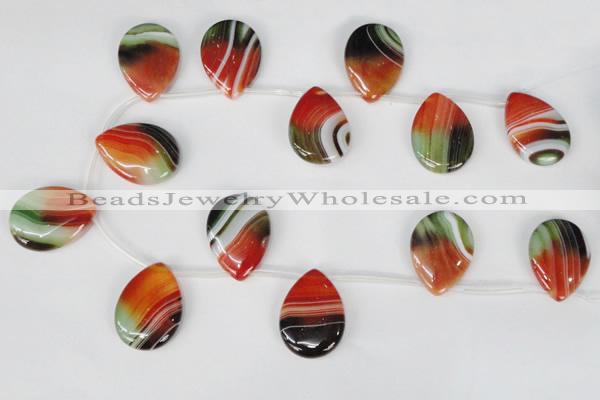 CAG1061 Top-drilled 22*30mm flat teardrop rainbow agate beads