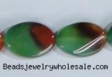 CAG1063 15.5 inches 18*25mm twisted oval rainbow agate beads