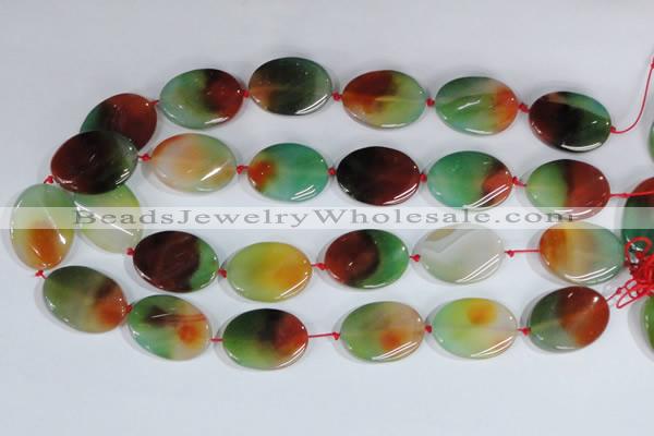 CAG1064 15.5 inches 22*30mm twisted oval rainbow agate beads