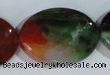 CAG1065 15.5 inches 30*40mm twisted oval rainbow agate beads