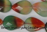 CAG1070 15.5 inches 18*25mm faceted flat teardrop rainbow agate beads