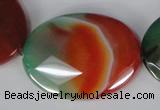 CAG1078 15.5 inches 30*40mm faceted oval rainbow agate beads