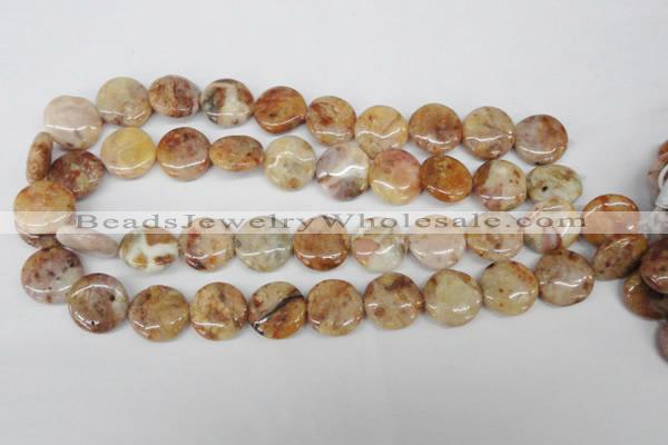 CAG1090 15.5 inches 18mm flat round Morocco agate beads wholesale