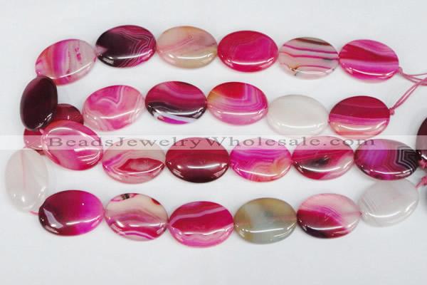 CAG1178 15.5 inches 22*30mm oval line agate gemstone beads