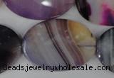 CAG1192 15.5 inches 25*35mm faceted oval line agate gemstone beads