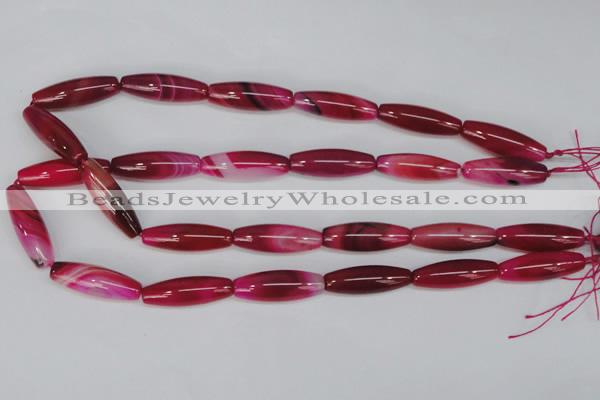 CAG1195 15.5 inches 10*30mm rice line agate gemstone beads