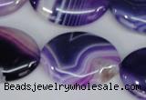 CAG1210 15.5 inches 20*30mm oval line agate gemstone beads