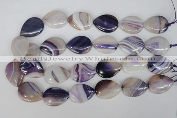 CAG1215 15.5 inches 22*30mm flat teardrop line agate gemstone beads