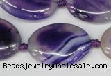 CAG1237 15.5 inches 22*30mm oval line agate gemstone beads