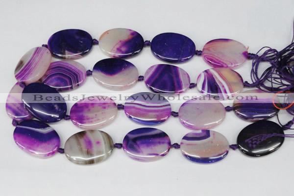 CAG1238 15.5 inches 25*35mm oval line agate gemstone beads