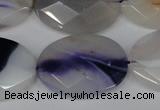 CAG1258 15.5 inches 20*30mm faceted oval line agate gemstone beads