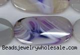 CAG1260 15.5 inches 20*40mm faceted oval line agate gemstone beads