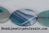 CAG1295 15.5 inches 20*30mm twisted oval line agate gemstone beads