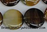 CAG1309 15.5 inches 25mm flat round line agate gemstone beads