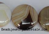 CAG1310 15.5 inches 30mm flat round line agate gemstone beads